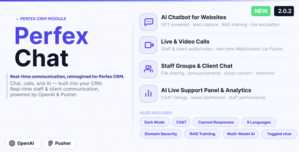 We install, brand and customize Perfex CRM Chat in 48 hours.